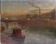 French School, Paris Industrial Night Landscape, Late 19th Century, Signed, Circa 1890