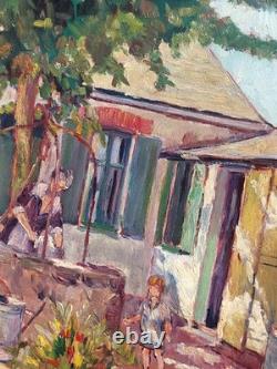 French School. Rural Life Scene. 1923. Oil painting on wood panel.