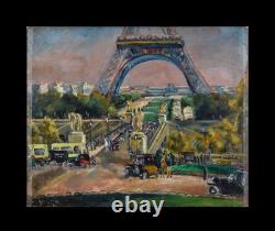 French School around 1930. The Jena Bridge and the Eiffel Tower