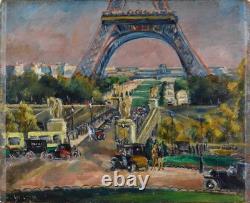 French School around 1930. The Jena Bridge and the Eiffel Tower