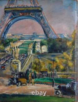 French School around 1930. The Jena Bridge and the Eiffel Tower
