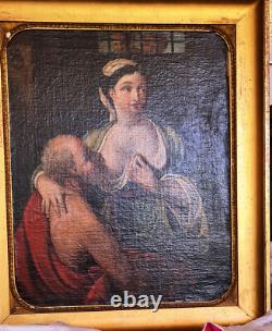 French School of the 17th Century, Roman Charity, gilded wooden frame