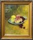 Fruits Still Life Antique Impressionist Fine Oil Painting On Hardwood, Framed