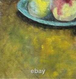Fruits Still Life Antique Impressionist Fine Oil Painting on Hardwood, Framed