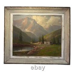 G. BONACINA RARE LARGE OIL PAINTING ON WOOD MOUNTAIN LANDSCAPE 20th CENTURY
