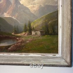 G. BONACINA RARE LARGE OIL PAINTING ON WOOD MOUNTAIN LANDSCAPE 20th CENTURY
