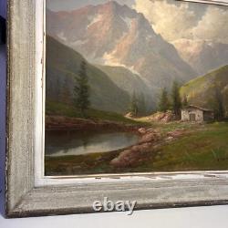 G. BONACINA RARE LARGE OIL PAINTING ON WOOD MOUNTAIN LANDSCAPE 20th CENTURY