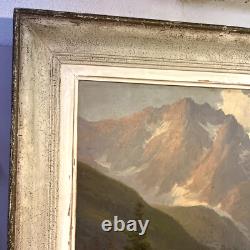 G. BONACINA RARE LARGE OIL PAINTING ON WOOD MOUNTAIN LANDSCAPE 20th CENTURY