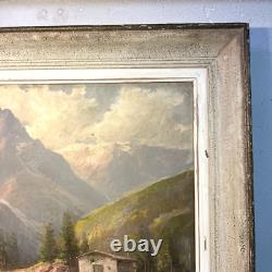 G. BONACINA RARE LARGE OIL PAINTING ON WOOD MOUNTAIN LANDSCAPE 20th CENTURY