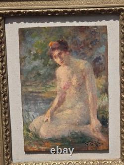 Gabriel Griffon 1866-1938 Female Nude Oil Painting on Wood Panel Gabriel Griffon 1866-1938 Female Nude Oil Painting on Wood Panel