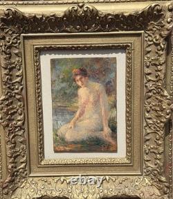 Gabriel Griffon 1866-1938 Female Nude Oil Painting on Wood Panel