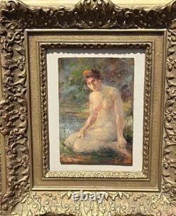Gabriel Griffon 1866-1938 Female Nude Oil Painting on Wood Panel