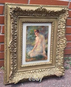 Gabriel Griffon 1866-1938 Female Nude Oil Painting on Wood Panel