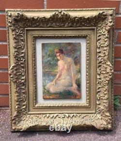 Gabriel Griffon 1866-1938 Female Nude Oil Painting on Wood Panel