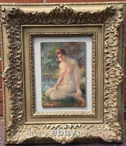 Gabriel Griffon 1866-1938 Female Nude Oil Painting on Wood Panel