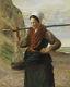 Gaston Hochard Painting Portrait Fisherman Huitres Normandy Marine Fishing Woman