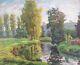 Gaston Laborde Table Hst Riverside Normandy Painting 30/40
