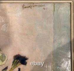 Gd Bouquet Mirror Table Painting Henri Clément-Serveau Montparnasse Frame 30F