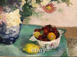 Gd Bouquet Mirror Table Painting Henri Clément-Serveau Montparnasse Frame 30F