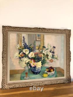 Gd Bouquet Mirror Table Painting Henri Clément-Serveau Montparnasse Frame 30F