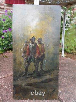 Georges Appert 1850-1934 Old Oil Painting Panel Musketeer Conquistadors