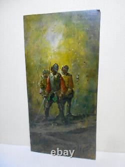 Georges Appert 1850-1934 Old Oil Painting Panel Musketeer Conquistadors