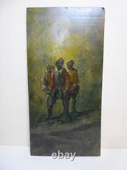 Georges Appert 1850-1934 Old Oil Painting Panel Musketeer Conquistadors