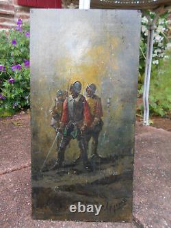 Georges Appert 1850-1934 Old Oil Painting Panel Musketeer Conquistadors