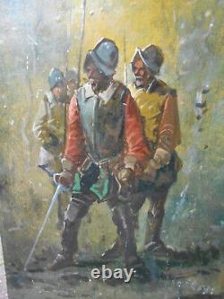 Georges Appert 1850-1934 Old Oil Painting Panel Musketeer Conquistadors