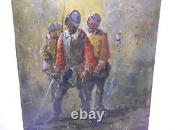 Georges Appert 1850-1934 Old Oil Painting Panel Musketeer Conquistadors