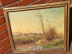 Georges Grégoire LAVAUX. Landscape Countryside. Oil painting on wooden panel