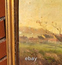 Georges Grégoire LAVAUX. Landscape Countryside. Oil painting on wooden panel