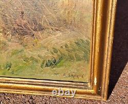 Georges Grégoire LAVAUX. Landscape Countryside. Oil painting on wooden panel