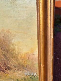 Georges Grégoire LAVAUX. Landscape Countryside. Oil painting on wooden panel