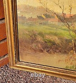 Georges Grégoire LAVAUX. Landscape Countryside. Oil painting on wooden panel