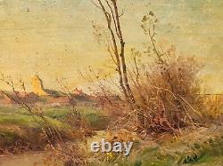 Georges Grégoire LAVAUX. Landscape Countryside. Oil painting on wooden panel
