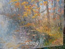 Georges Guérin large painting oil on canvas Autumn in the Bois de Boulogne