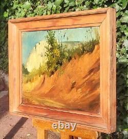 Georges HUET (1860-1935) Abstract Landscape. Oil painting on wooden panel