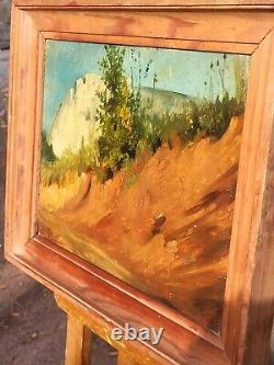 Georges HUET (1860-1935) Abstract Landscape. Oil painting on wooden panel