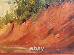 Georges HUET (1860-1935) Abstract Landscape. Oil painting on wooden panel