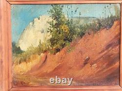 Georges HUET (1860-1935) Abstract Landscape. Oil painting on wooden panel