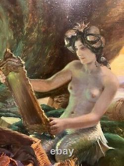 Georges Marie Girardot (1856-1914) Sirène Au Miroir, 1911 Symbolist Art Nouveau