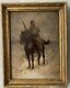 Georges-louis Hyon Painter Oil Painting On Hussard Wood On Horseback Under The Snow