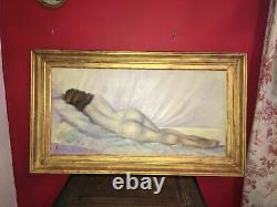 German School Late 19th / 1900s Female Nude With Its Golden Wooden Frame