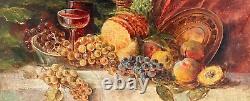 German School Of The Xixth Still Life With Fruit And Wine Hsp Signed