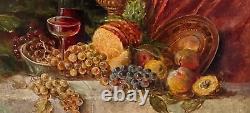 German School Of The Xixth Still Life With Fruit And Wine Hsp Signed