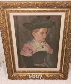 Germany Large Oil Painting on Wood, Framed, Signed and Dated 1913