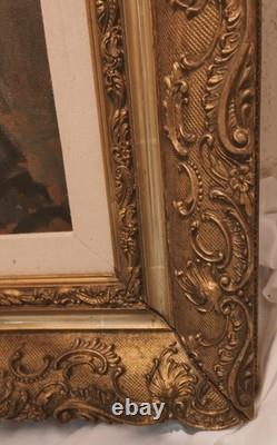 Germany Large Oil Painting on Wood, Framed, Signed and Dated 1913