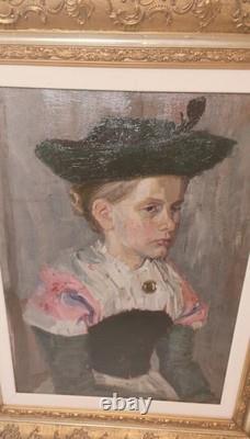 Germany Large Oil Painting on Wood, Framed, Signed and Dated 1913
