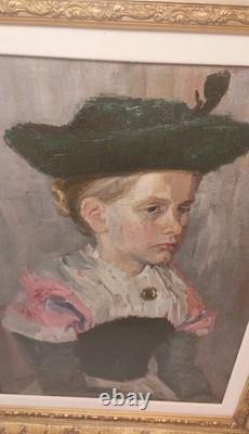 Germany Large Oil Painting on Wood, Framed, Signed and Dated 1913